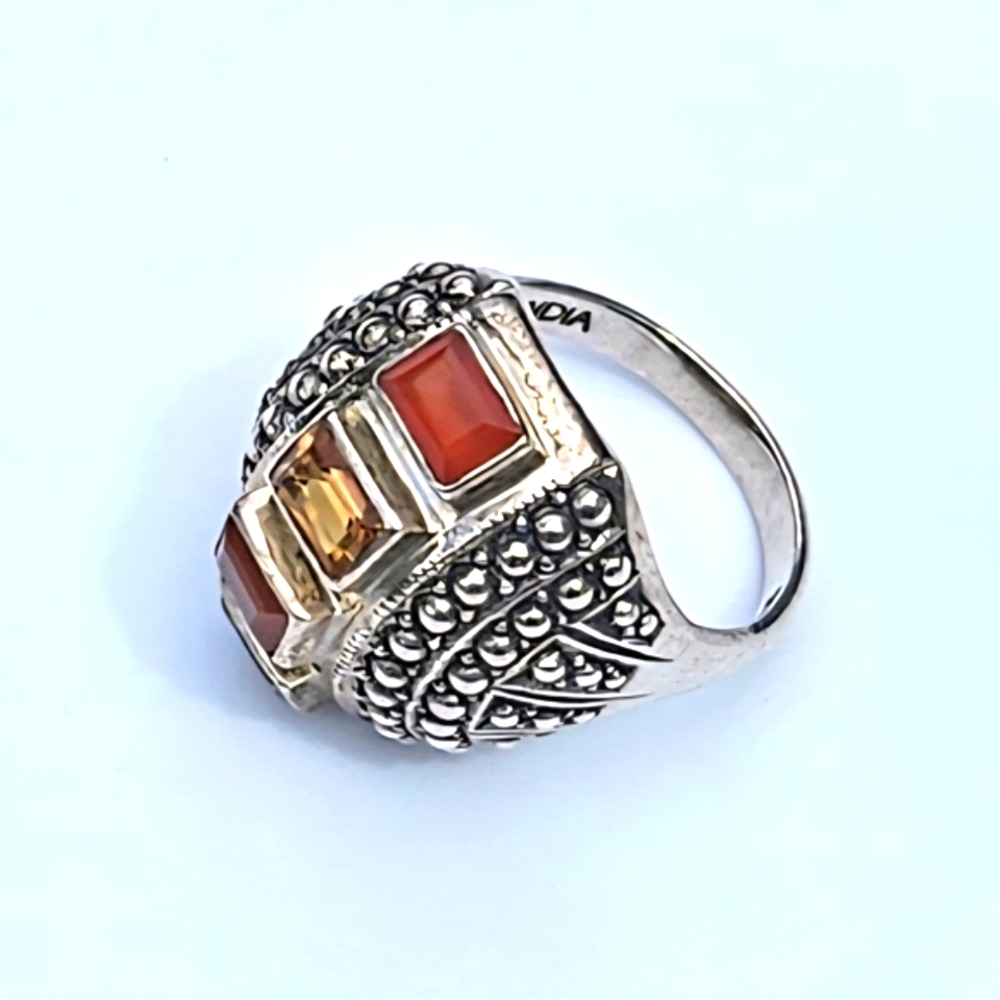 Nicky Butler Sterling Orange Gemstone Ring. Size 8.5